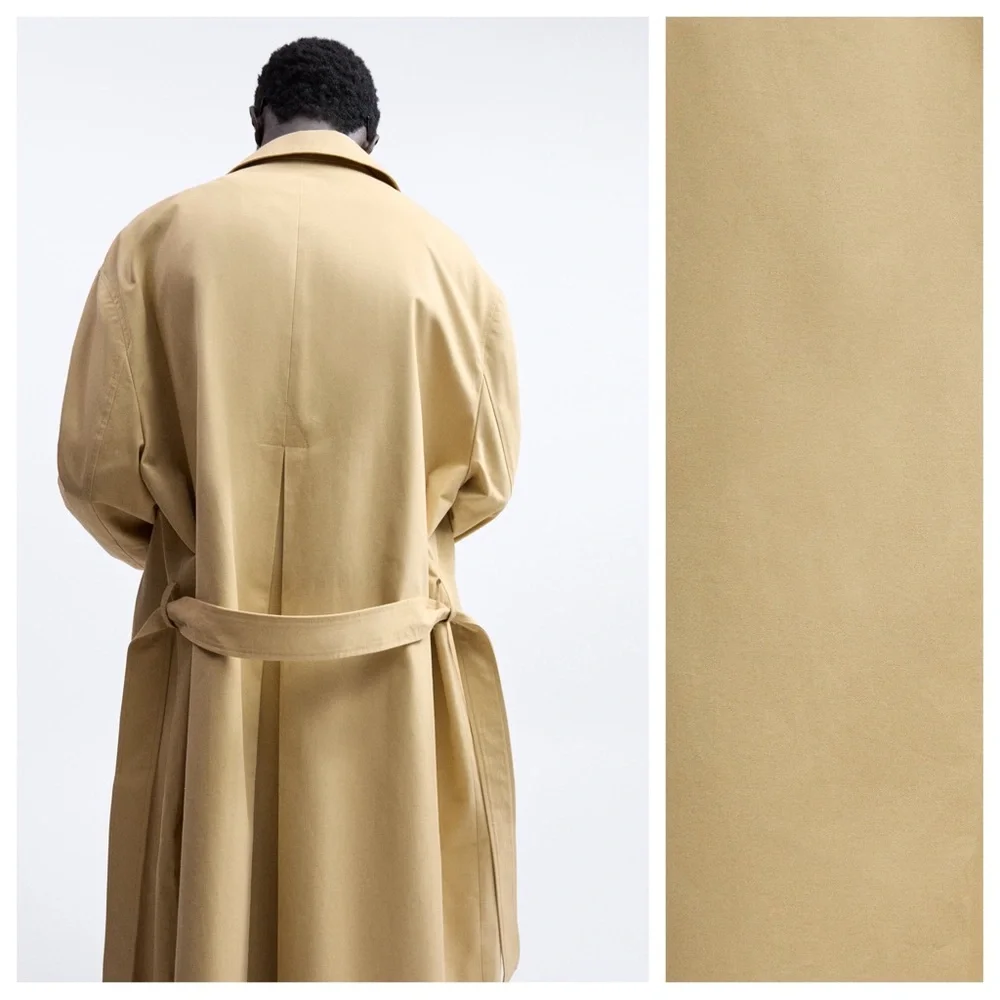 NWT. Zara Men Limited Edition Light Tan Oversized Trench Coat. Size M. - Picture 5 of 12